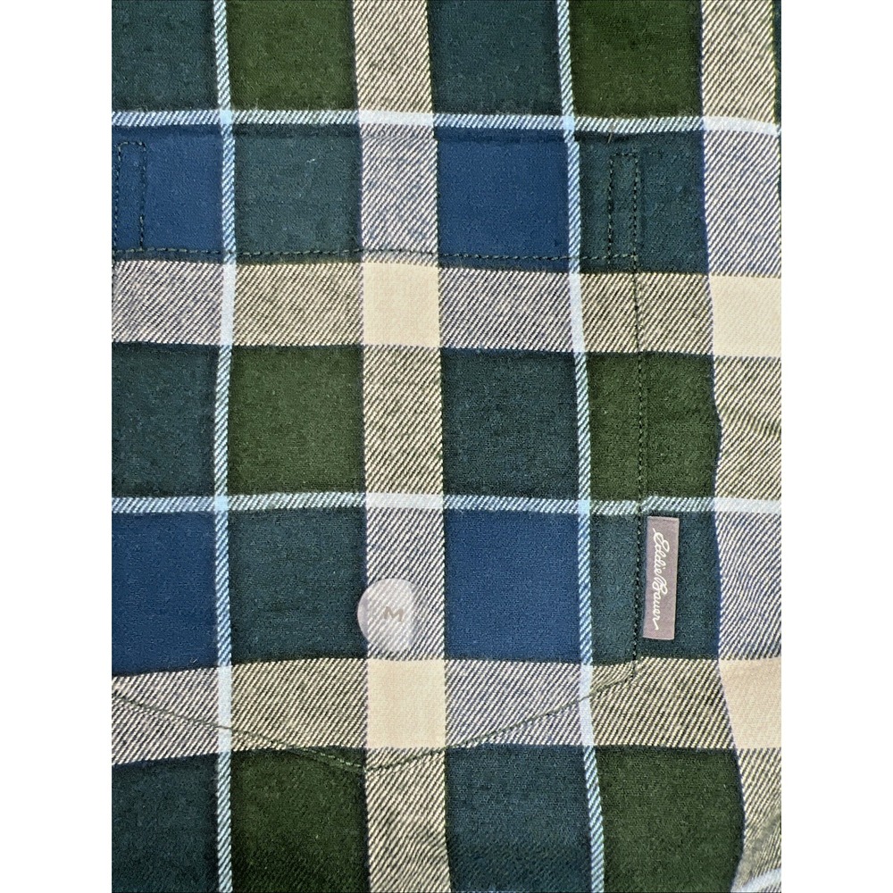 Eddie Bauer Field Flannel Shirt NWT Medium Blue Plaid Gorpcore 100% Cotton - Picture 6 of 11